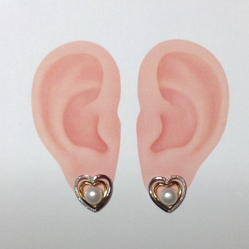 Honora Silver Gold Plated Fresh Water Pearl and Diamond Earring
